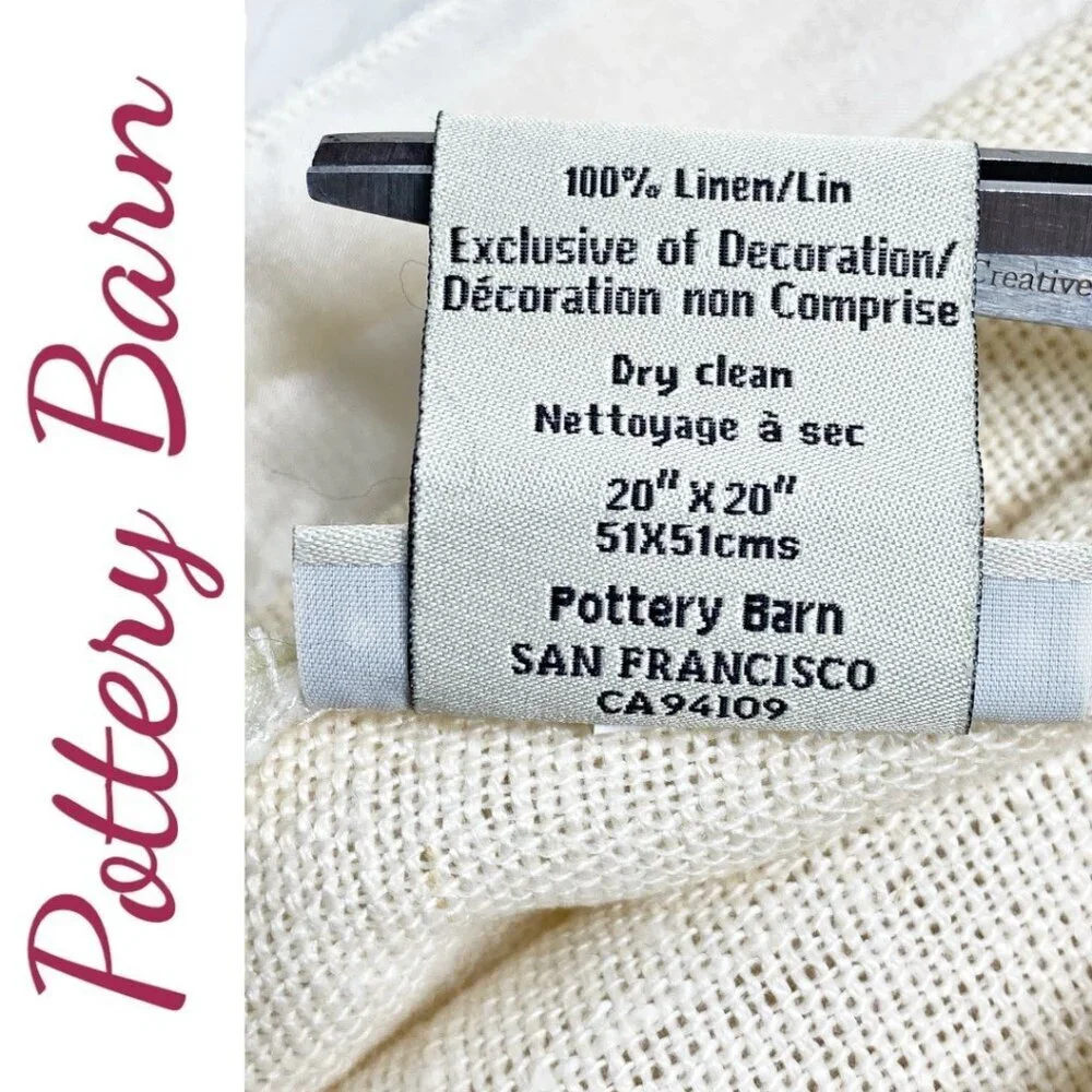 NWOT POTTERY BARN‎ Belgian Linen Pillow Cover Double Flange Sham 20x20